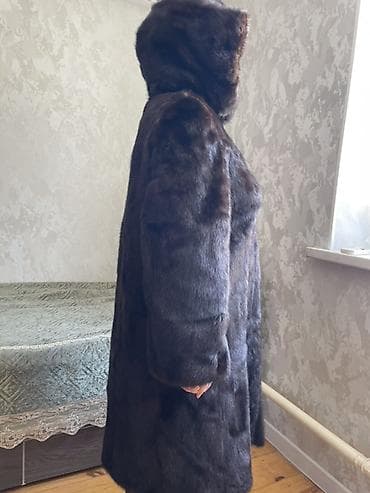 Личные вещи: Шуба, Норка, По колено, С капюшоном, XL — 2
