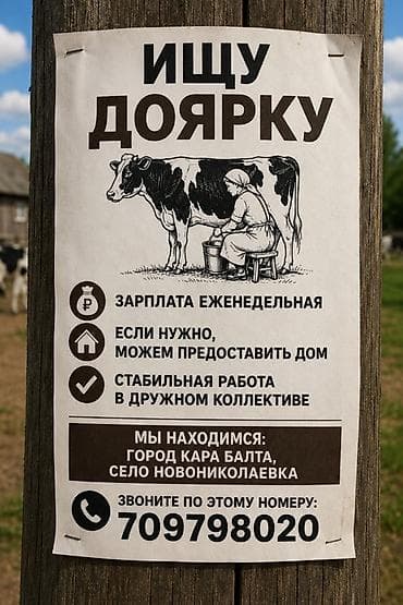 швейный цех в бишкеке: Требуется Доярка, Оплата: Еженедельно — 1
