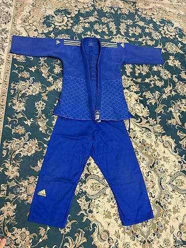 Спортивные сумки: Синий кимоно для дзюдо Adidas (джудоги), комплект куртка + штаны — 3