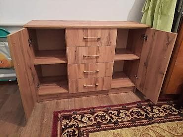 Комоды: Комод для одежды, Новый, Без зеркала, ЛДСП, цвет - Белый, Бесплатная доставка — 8