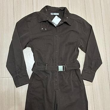 Кофты, свитеры: Комбинезон ZARA, женский - Цвет: темно-коричневый - Фасон: прямые — 4