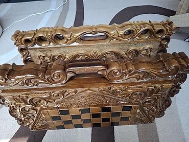 Резной деревянный набор для настольных игр: шахматы/шашки/нарды