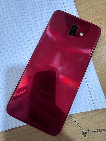 ж 6: Samsung Galaxy J6 Plus, Б/у, 32 ГБ, цвет - Красный, 2 SIM — 1