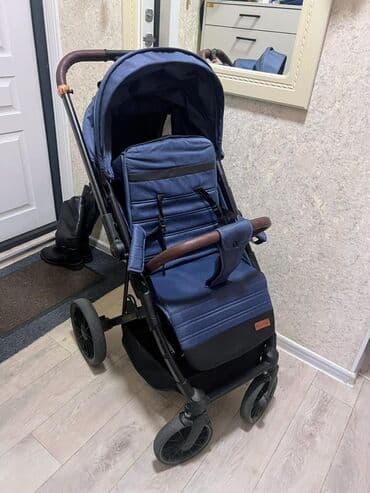 детские коляски германия: Коляска, цвет - Голубой, Б/у — 3