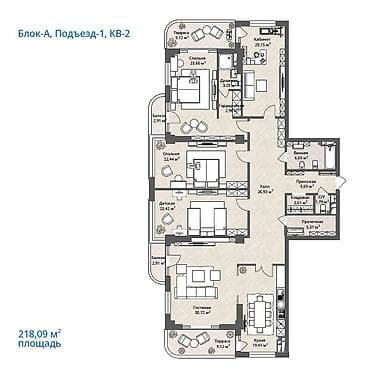 квартиры в оше купить: 5 и более комнат, 218 м², Элитка, 6 этаж, Готовая ПСО (под самоотделку) — 6