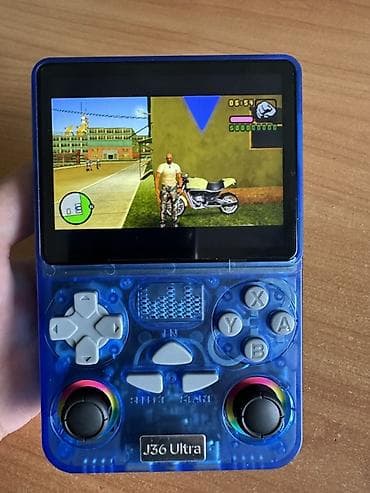 Техника и электроника: Портативная игровая консоль J36 Ultra (синий прозрачный корпус) - — 2
