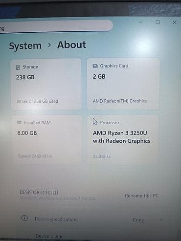ASUS VivoBook 14 (F412D) - Процессор: AMD Ryzen 3 3250U (2/4, до 3.5 — 6