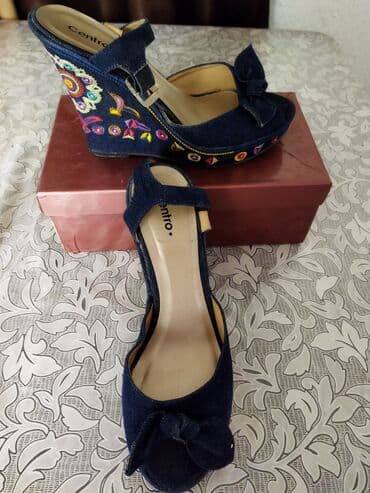 Джинсовые босогожки размер 40 at lalafo.kg Джинсовые босогожки размер 40