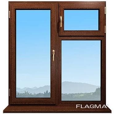 Үй жана бакча: Пластиковое окно с ламинацией под тёмное дерево - Конфигурация — 1
