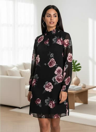 длинные платья для полных девушек: Продаем шифоновое платье с плотным присборенным воротником.оригинал. с — 1