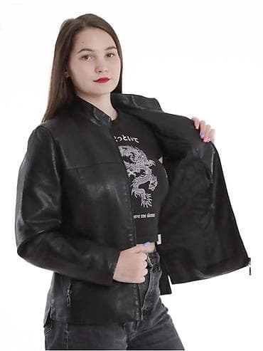 стильные кожаные куртки женские: Кожаная куртка, Экокожа, Укороченная модель, S — 7