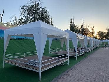 Навес, Двускатный, Металл, Другой материал, Установка