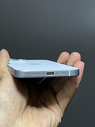 apple airpods max: IPhone 15, Б/у, 128 ГБ, Голубой, Чехол, 92 % — 8