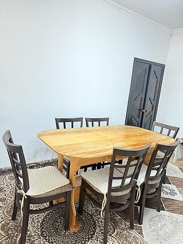 chair table: Кухонный стол и стул, Б/у, цвет - Коричневый — 2