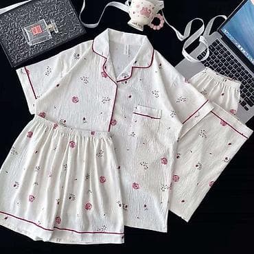 фитнес одежды: Женский комплект домашней одежды 3-в-1: рубашка с коротким рукавом — 1