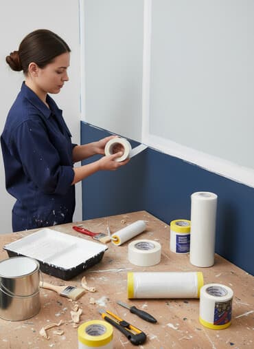 Предлагается малярный скотч в рулонах, представленный в двух вариантах