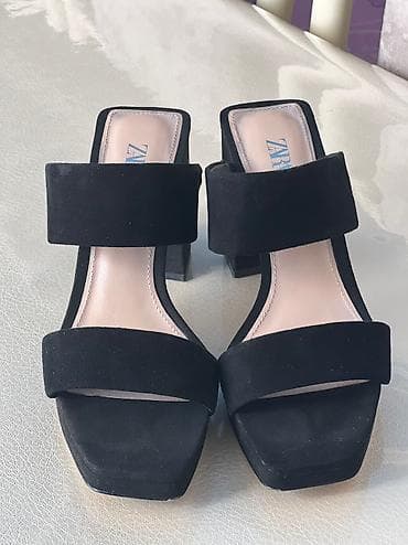 Сандалдар жана шлепкалар: Босоножкалар, 37, Zara, Колдонулган, түсү - Кара, Өзү алып кетүү — 2