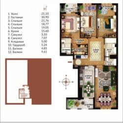 срочная продажа квартир в бишкеке без посредников: 4 комнаты, 156 м², Элитка, 4 этаж, ПСО (под самоотделку) — 2