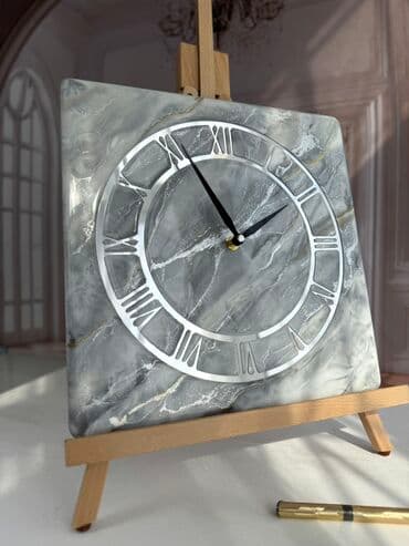 3д часы на стену: Настенные часы в стиле «серый мрамор» - Ручная работа -размер — 2