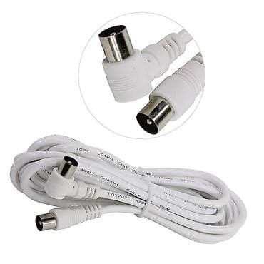 Антенный кабель, угловой, длина 2.5 метров, белый. Кабель, переходник
