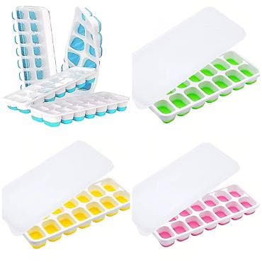 жидкий пена: Формочки для льда с МЯГКИМ силиконовым дном, и с крышкой: 📍Лоток на — 3