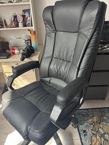 Офис креслолору: Офис креслолор, Дөңгөлөктүү, түсү - Кара, Экокожа — 1