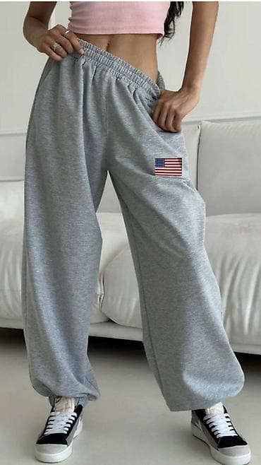 желек: Широкие утепленные джоггеры с флагом США - Свободный оверсайз‑крой с — 8