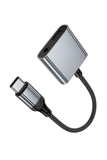 Другая аудиотехника: Переходник для наушников Type-C на 3.5mm Jack + Type-C для зарядки — 5