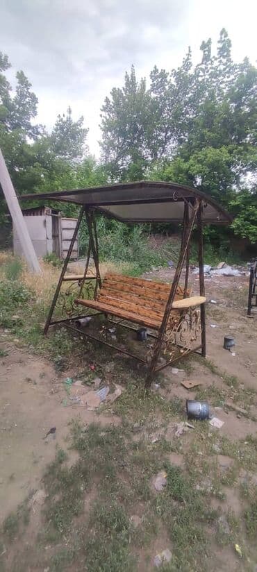 садовый стол и стулья: Садовые качели Металл, Со спинкой, С крышей — 7