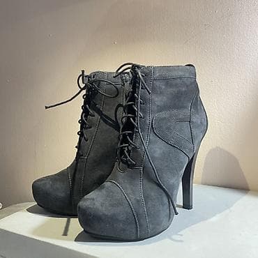 Атайын кийим: Женские ботильоны на высоком каблуке (2 пары) 1) Темно-серые замшевые — 1