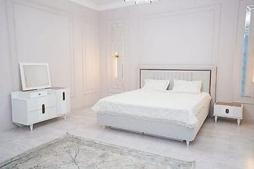 dinner table: Спальный гарнитур в современном стиле, белый, с акцентами под золото — 2