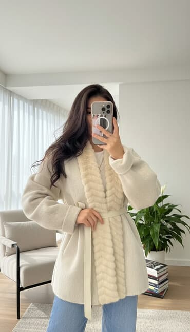 Пальто, Классика, Зима, Короткая модель, С поясом, M