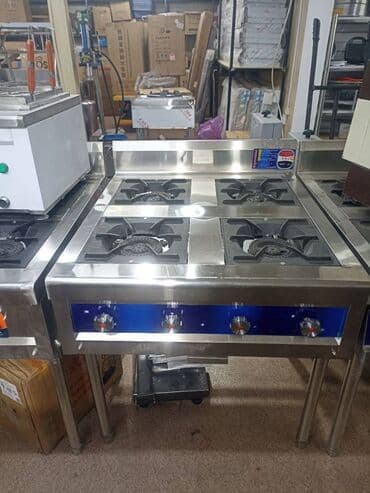 Идиштер жана ашкана буюмдары: Газовая плита четырех-горелочная напольная на ножках. Газовая плита — 3