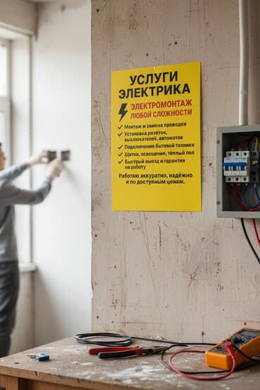 цены на строительные работы: Электрик | Электромонтажные работы Больше 6 лет опыта — 1
