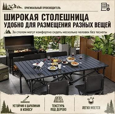 Столы: Складной туристический стол Camping Table Pro 120×55 см + 4 стула — — 3