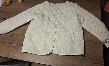 Утепленные жилеты: Стёганая женская куртка без капюшона, молочного/кремового цвета. L-XL — 2