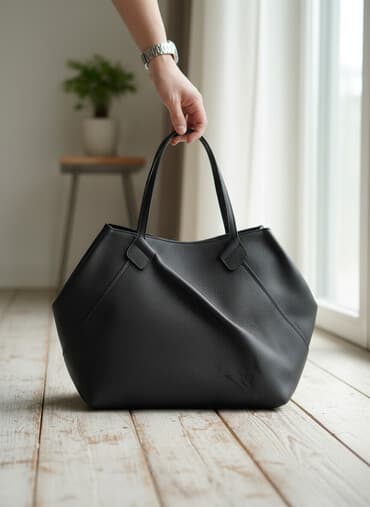 сумка для скрытого ношения: Сумка-тоут из черной зернистой кожи - Формат: вертикальный — 1