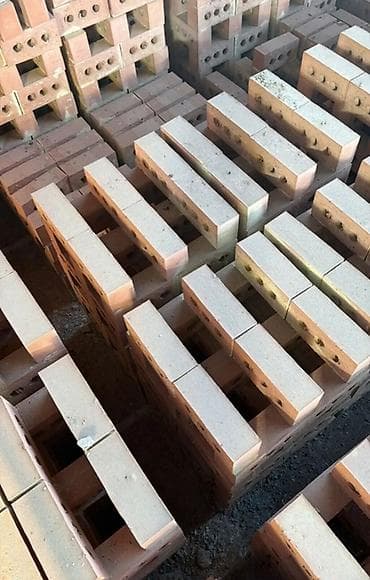 Үй жана бакча: Тешиктүү, Бышкан кирпич, Жарым блок, 250×120×88 — 1