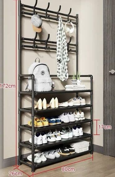 Угловая напольная стойка-гардероб с полками и перекладиной - Тип