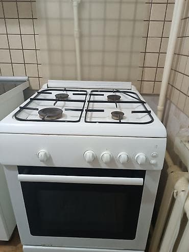 Техника и электроника: Газовая плита с духовым шкафом, классическая белая. - 4 газовые — 1