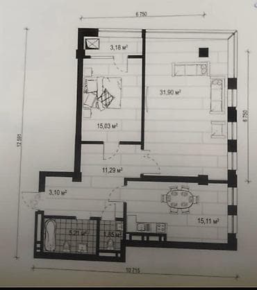 royal construction: 2 комнаты, 91 м², Элитка, 10 этаж, Готовая ПСО (под самоотделку) — 7