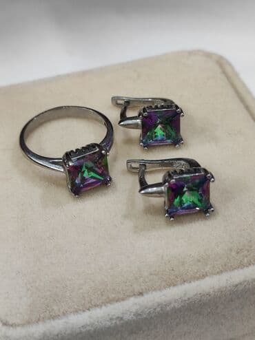 набор пандора: Серебряный Комплект с камнями Мистик Серебро 925 пробы Размеры — 6