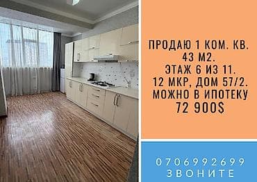 batir service: 1 комната, 43 м², Элитка, 6 этаж, Евроремонт — 1