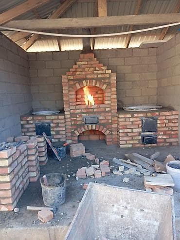 Кирпичная уличная печь‑комплекс для приготовления на дровах -