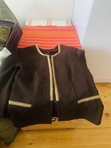 турецкий берцы: Женский жакет без воротника, размер 56. - Цвет: темно-коричневый. - — 1
