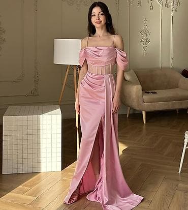 атласный костюм вечерний: Продаю вечернее платье из атласной ткани в нежно‑розовом цвете — 3