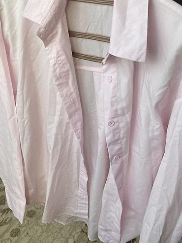 классика шым мужской: Классическая рубашка светло‑розового цвета. - Прямой крой, длинный — 1