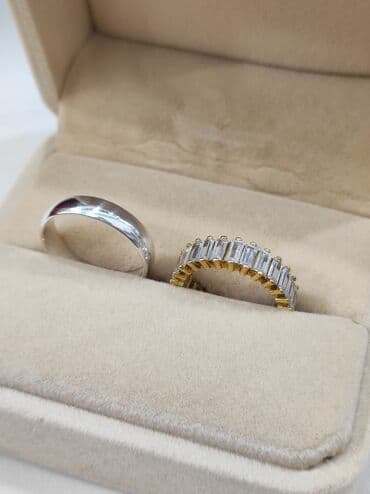 эксклюзивные свадебные пригласительные: Серебряные парные кольца Серебро напыление жёлтое золото 925 пробы — 7