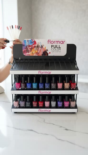 на железных номерах: Стенд для демонстрации косметики Flormar, выполненный в черном цвете с — 1