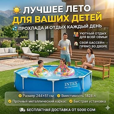 Каркасный бассейн Intex Metal Frame 244×51 см, 1828 л 👨‍👩‍👧 Подходит